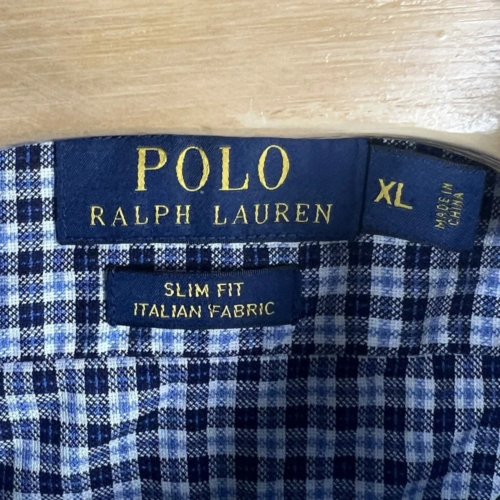 Polo Ralph Lauren Men XL Italian Fabric Slim Fit Plaid‎ Long Sleeve Shirt